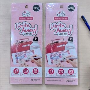 NWT MABEL'S LABELS 60 Write Away Labels Waterproof 2 packs of 30 Pink